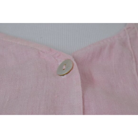 Vintage 90s Pink Linen Pink Tunic Blouse | size M - Picture 10 of 10